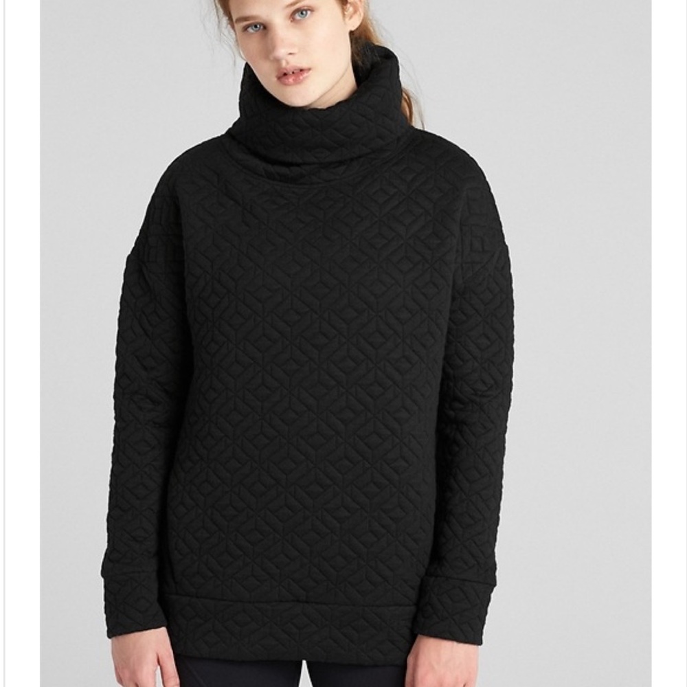 🖤GAP FIT Cozy Black Quilted Turtleneck Sweater